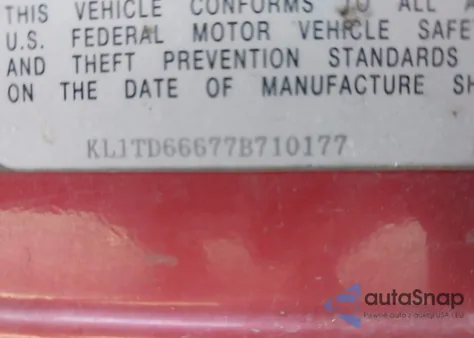 2007 Chevrolet Aveo 5 Ls из США, поврежденный, VIN KL1TD66677B710177